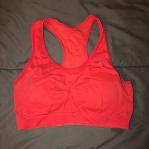 Neon orange razorback sports bra with padding